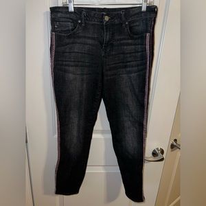 Dear John black jeans with purple velvet stripe